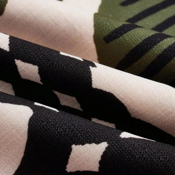 Black And White Boho Women's Floral Print Twist Hollow Out Casual Short Dress - Picture 2 of 9